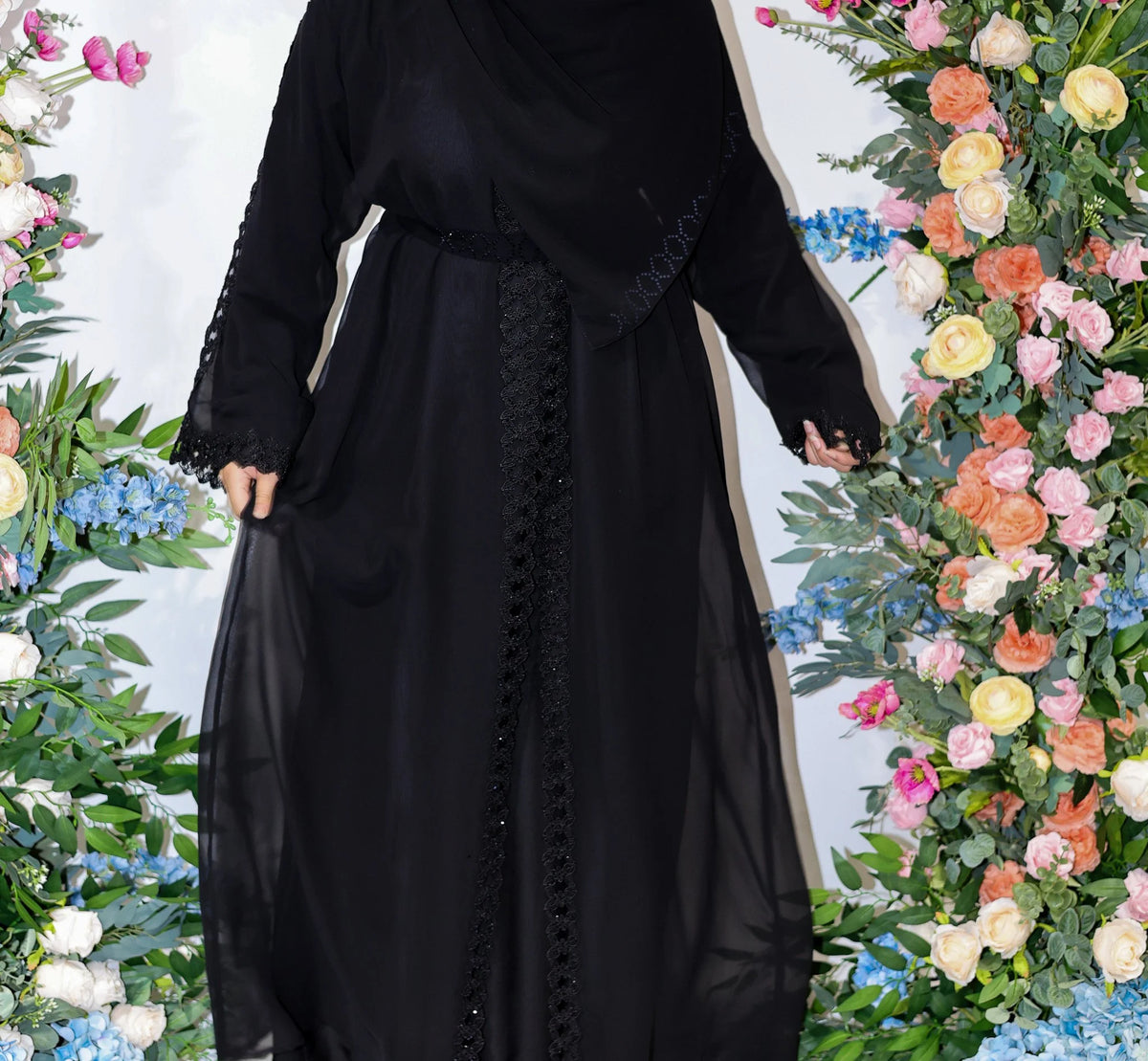 Black Orchid Embroidered Abaya by Hijab Shack