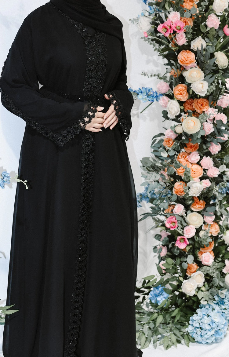 Black Orchid Embroidered Abaya by Hijab Shack