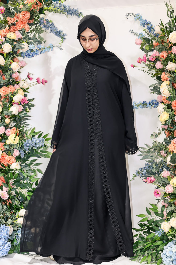 Black Orchid Embroidered Abaya by Hijab Shack