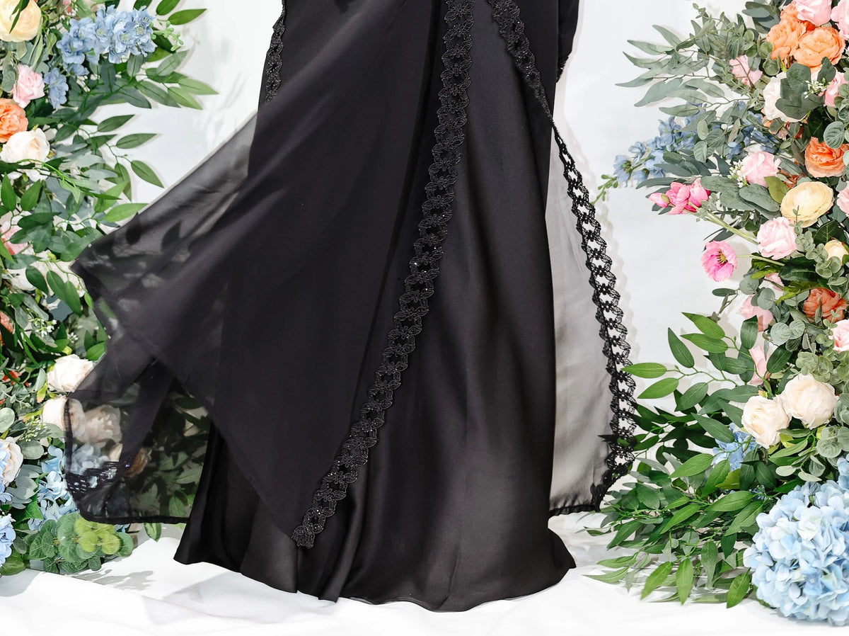 Black Orchid Embroidered Abaya by Hijab Shack