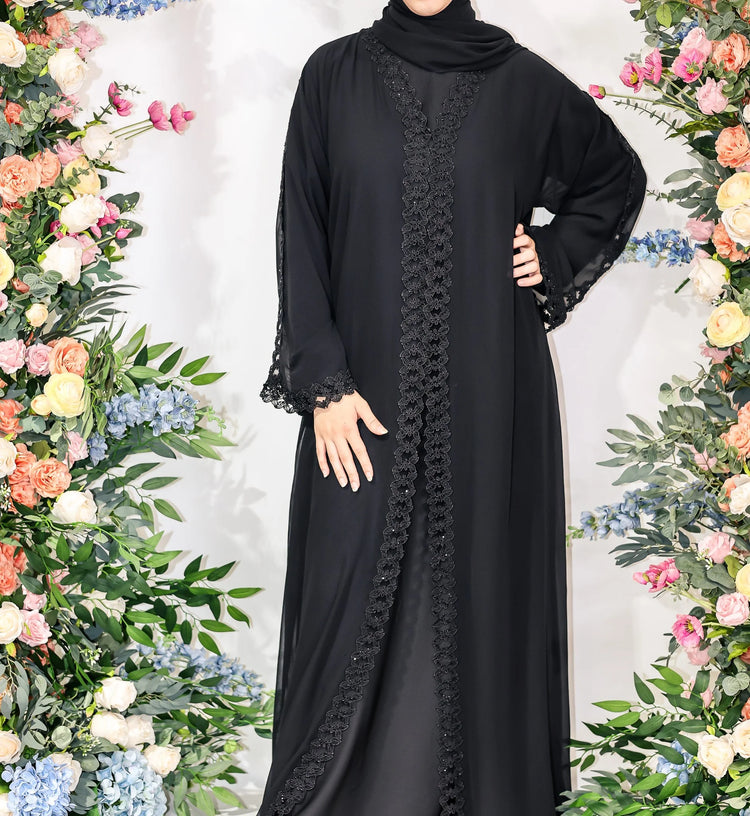 Black Orchid Embroidered Abaya by Hijab Shack