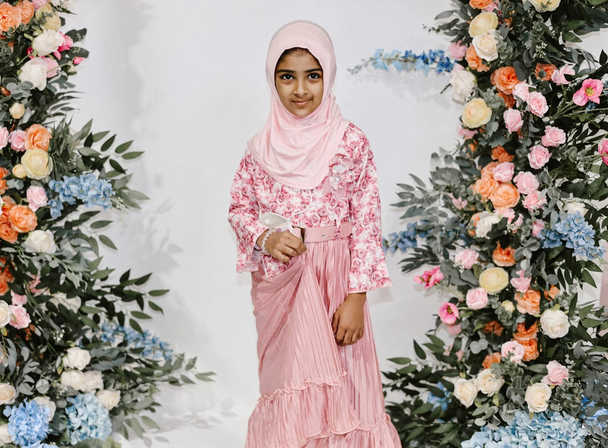 Rose Garden Pleated Kids Dress – Ages 8 by Hijab Shack