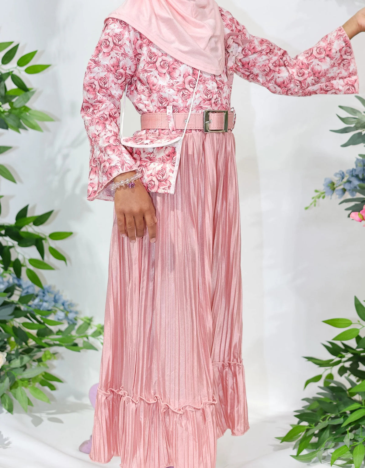 Rose Garden Pleated Kids Dress – Ages 8 by Hijab Shack