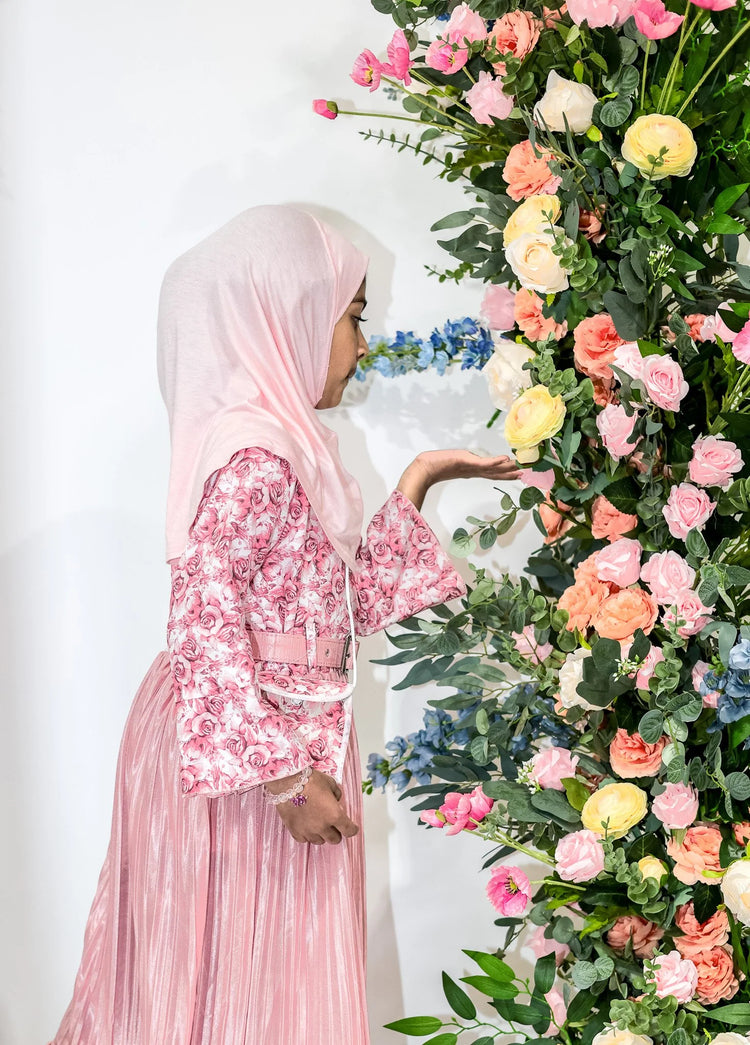 Rose Garden Pleated Kids Dress – Ages 8 by Hijab Shack