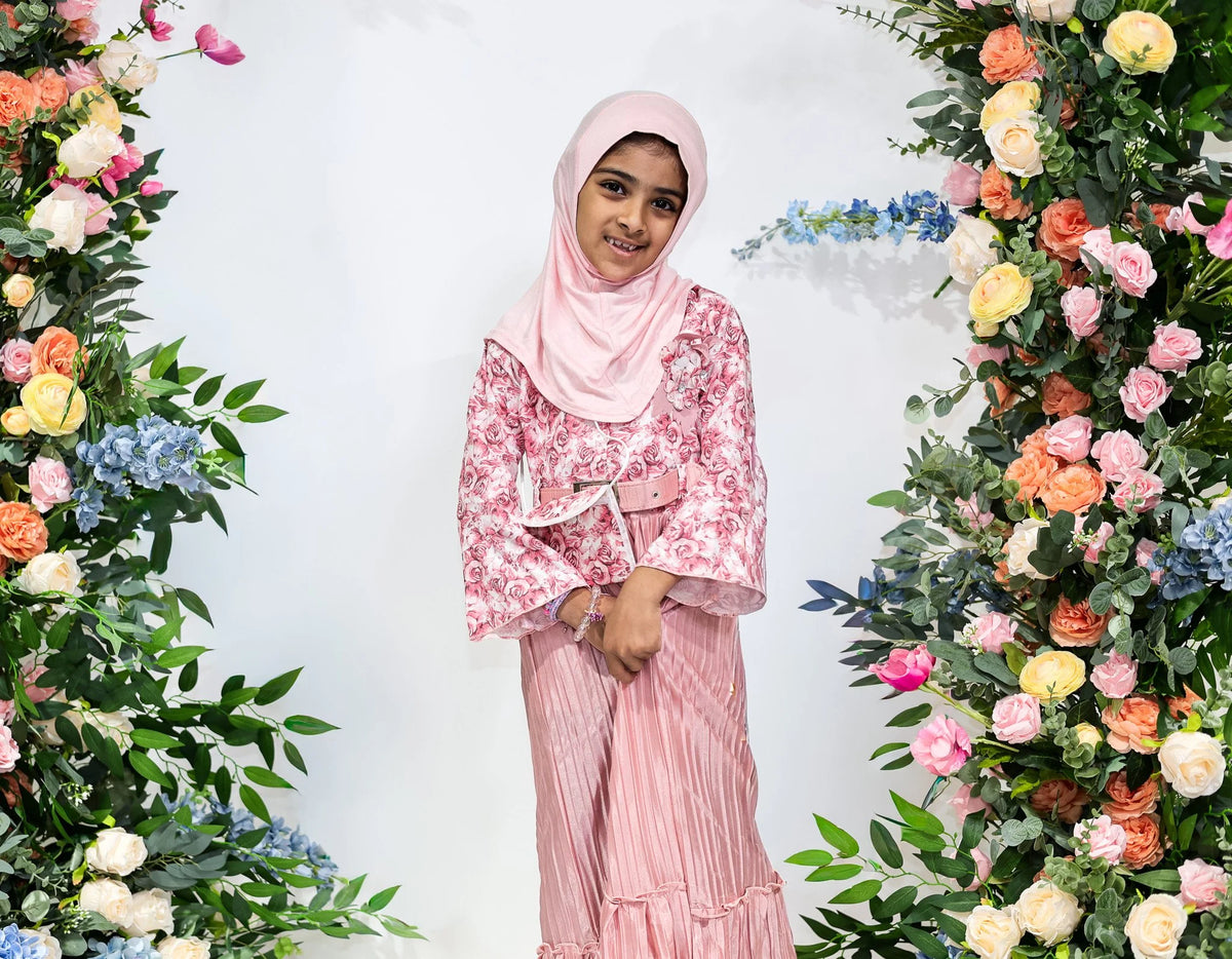 Rose Garden Pleated Kids Dress – Ages 8 by Hijab Shack
