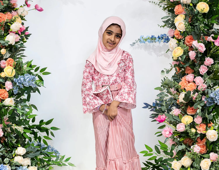 Rose Garden Pleated Kids Dress – Ages 8 by Hijab Shack