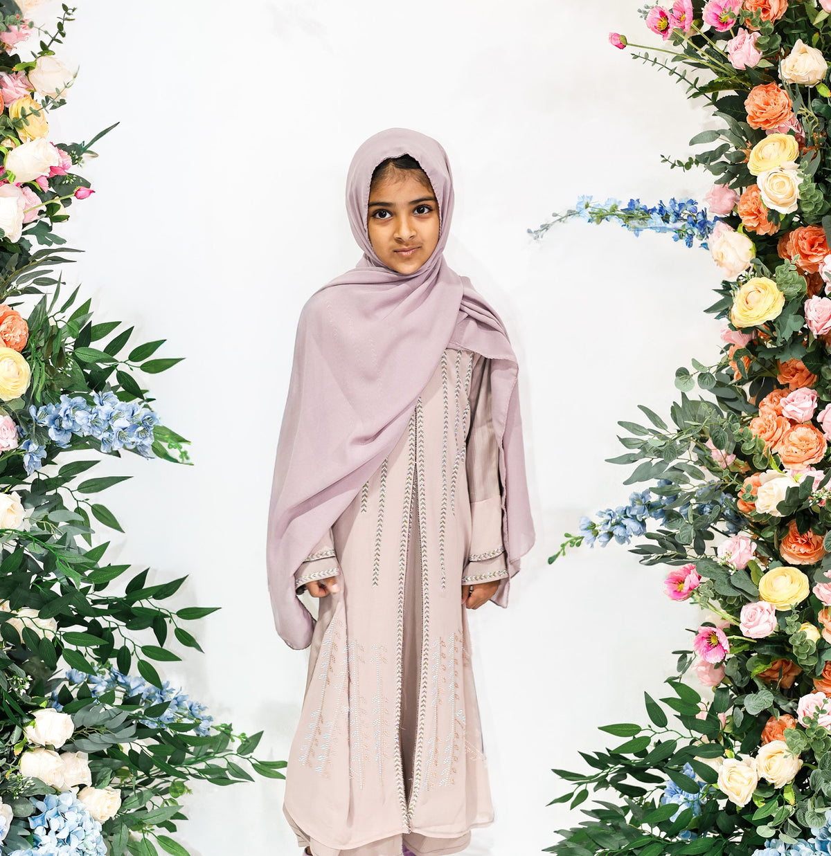 Blossom Pearl Kids Abaya – Mauve Dust (Ages 8–12) by Hijab Shack