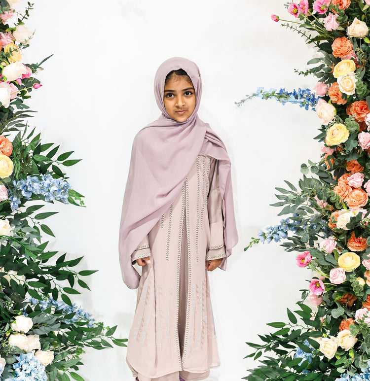Blossom Pearl Kids Abaya – Mauve Dust (Ages 8–12) by Hijab Shack