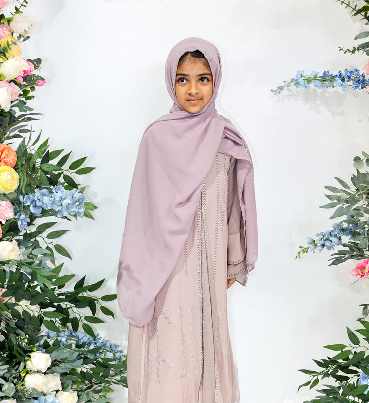 Blossom Pearl Kids Abaya – Mauve Dust (Ages 8–12) by Hijab Shack