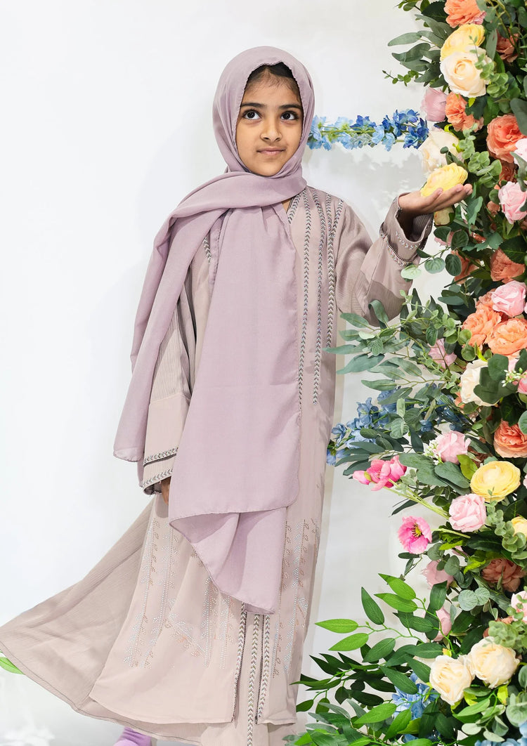 Blossom Pearl Kids Abaya – Mauve Dust (Ages 8–12) by Hijab Shack