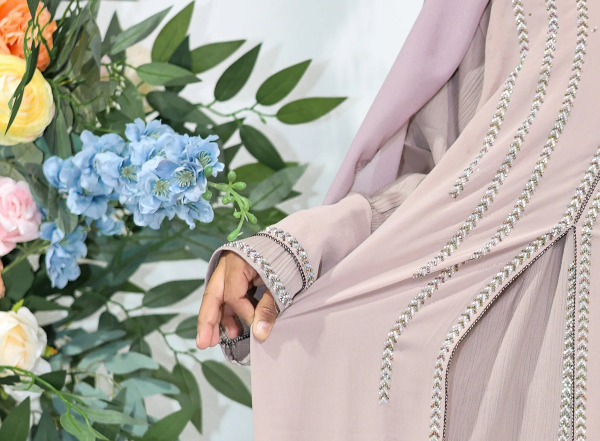 Blossom Pearl Kids Abaya – Mauve Dust (Ages 8–12) by Hijab Shack