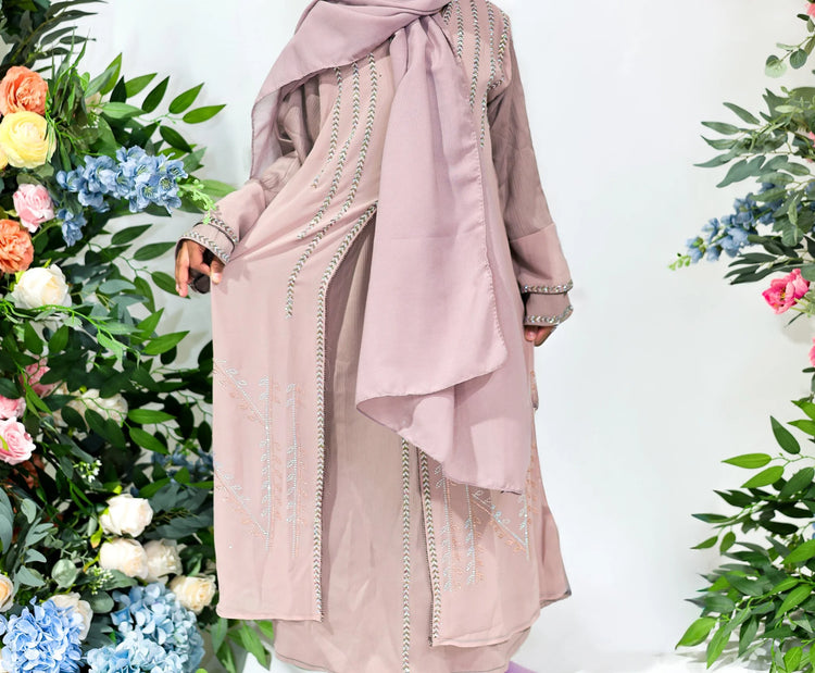 Blossom Pearl Kids Abaya – Mauve Dust (Ages 8–12) by Hijab Shack
