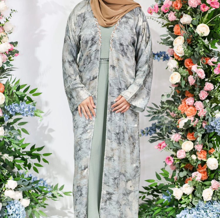 Sage Marble Open Abaya by Hijab Shack