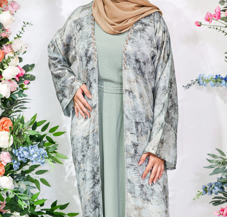Sage Marble Open Abaya by Hijab Shack