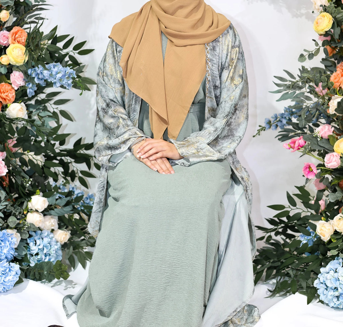 Sage Marble Open Abaya by Hijab Shack
