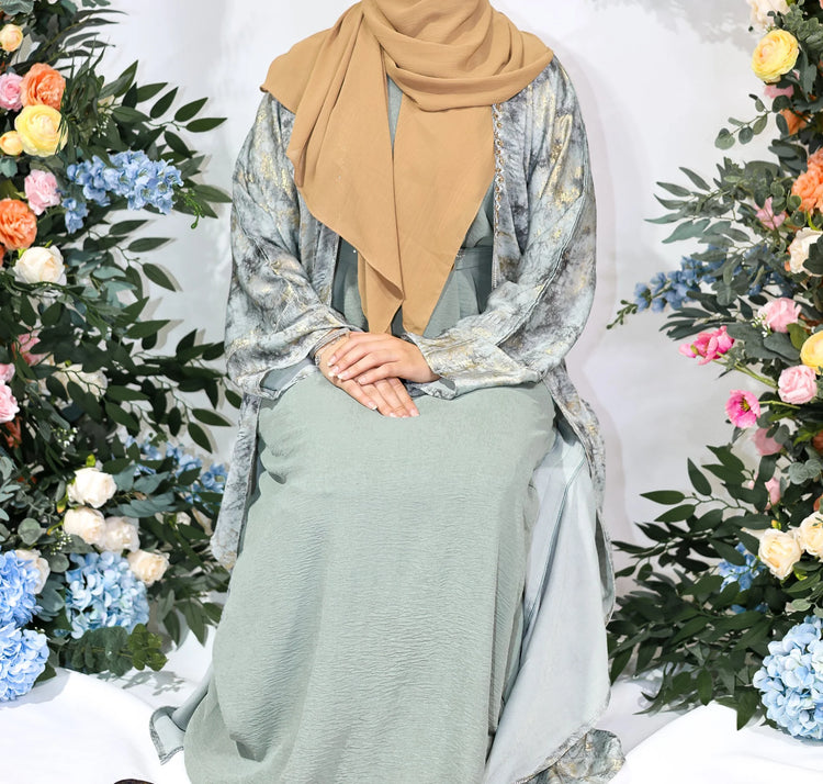 Sage Marble Open Abaya by Hijab Shack