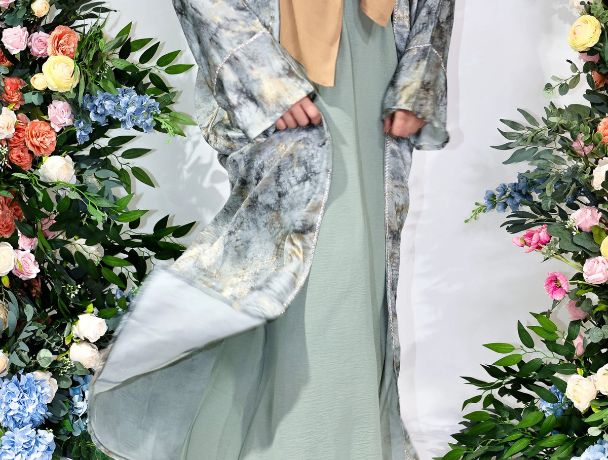Sage Marble Open Abaya by Hijab Shack